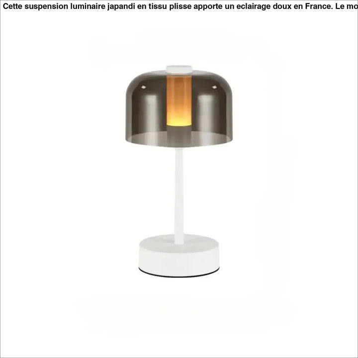 Lampe de table cristo avec base blanche moderne et dôme en verre fumé pour une lumière d ambiance tamisée et night light