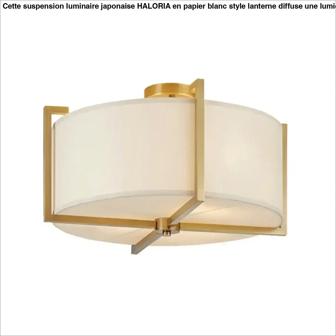 Plafonnier design moderne en métal doré avec abat jour blanc

