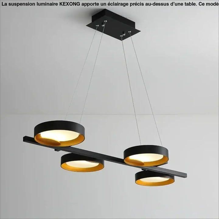 Suspension luminaire graphique noire avec cercles lumineux chic