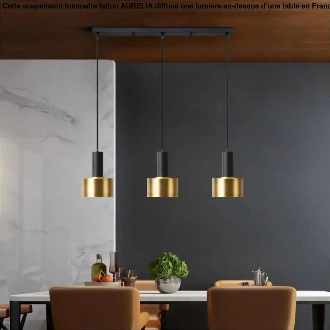 Suspension Luminaire Laiton Triple Cylindre
