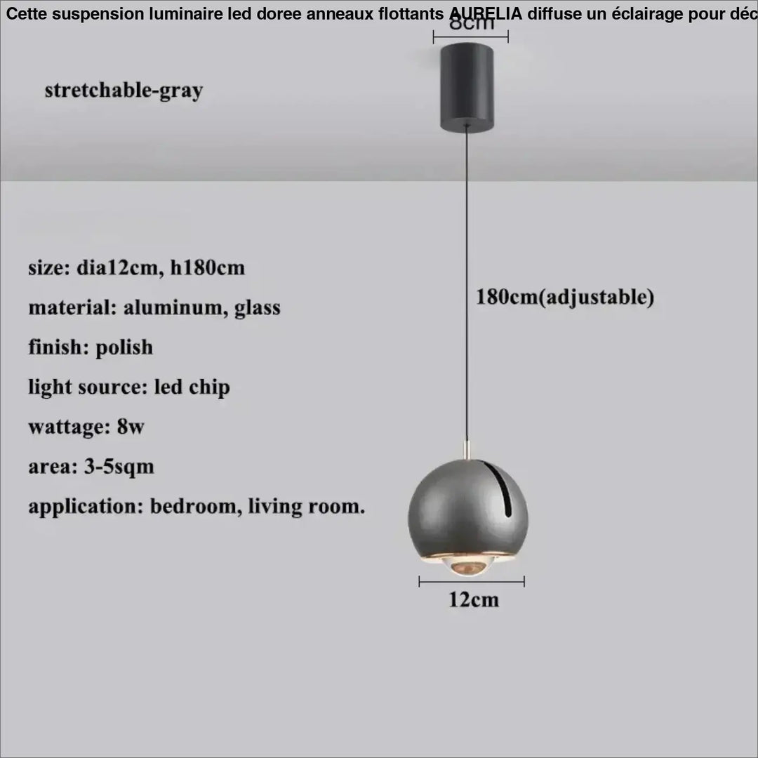 Suspension luminaire boule en verre effet miroir contemporain