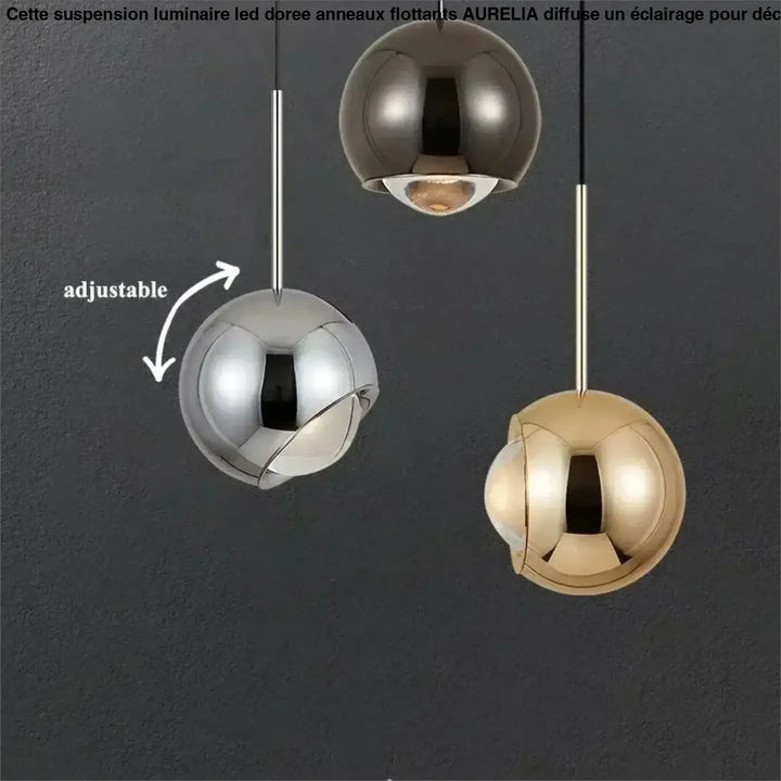Suspension luminaire boule en verre effet miroir contemporain