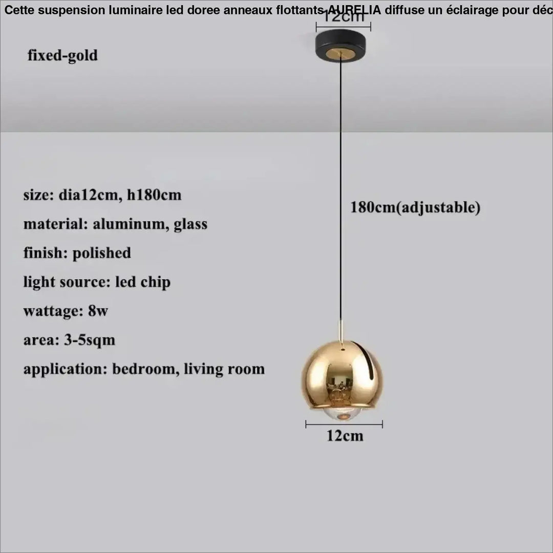 Suspension luminaire boule en verre effet miroir contemporain