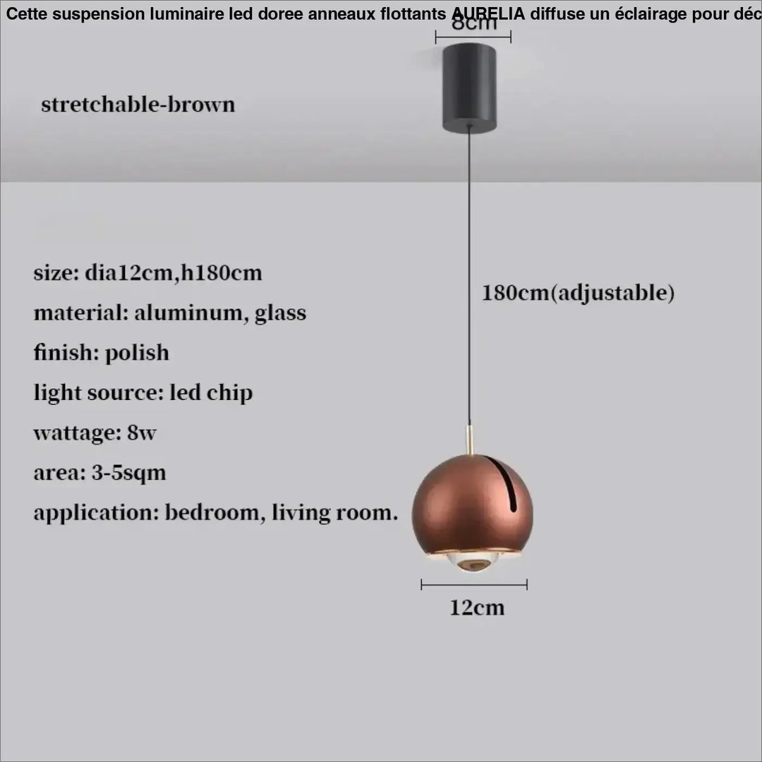 Suspension luminaire boule en verre effet miroir contemporain