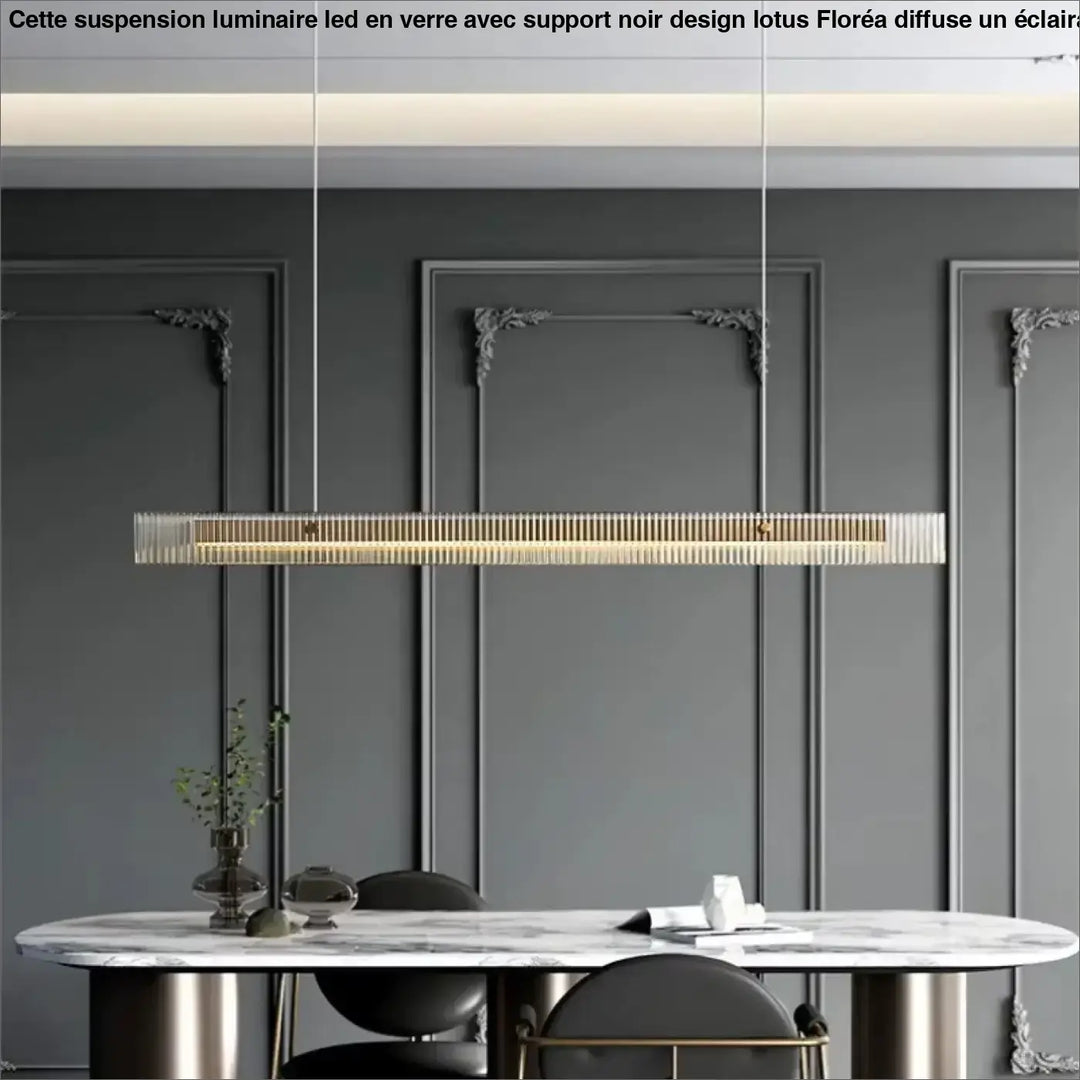 Suspension led horizontale en verre strié style contemporain