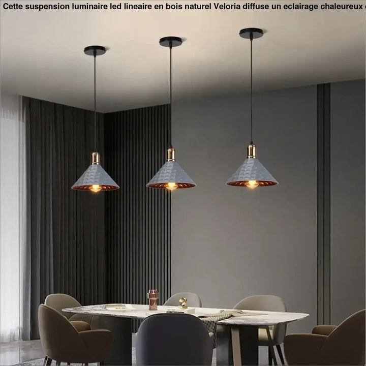 Suspension industriel cuivre à motifs martelés élégant