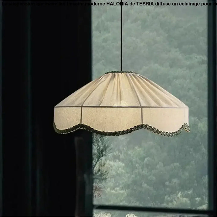 Suspension luminaire design japonais en tissu blanc style zen