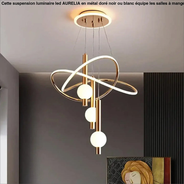Suspension luminaire LED pour salle à manger doré, noir ou blanc

