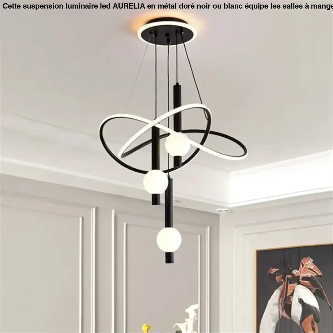 Suspension luminaire LED pour salle à manger doré, noir ou blanc

