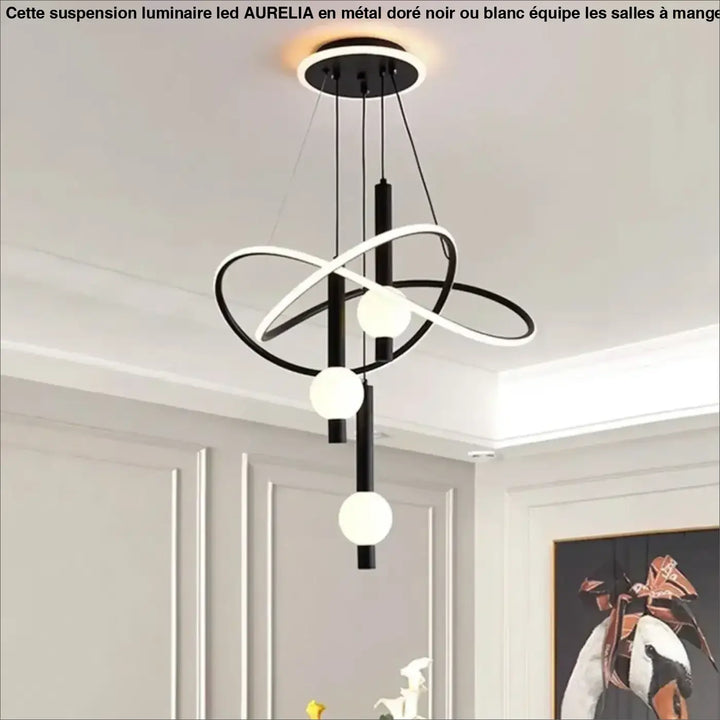 Suspension luminaire LED pour salle à manger doré, noir ou blanc

