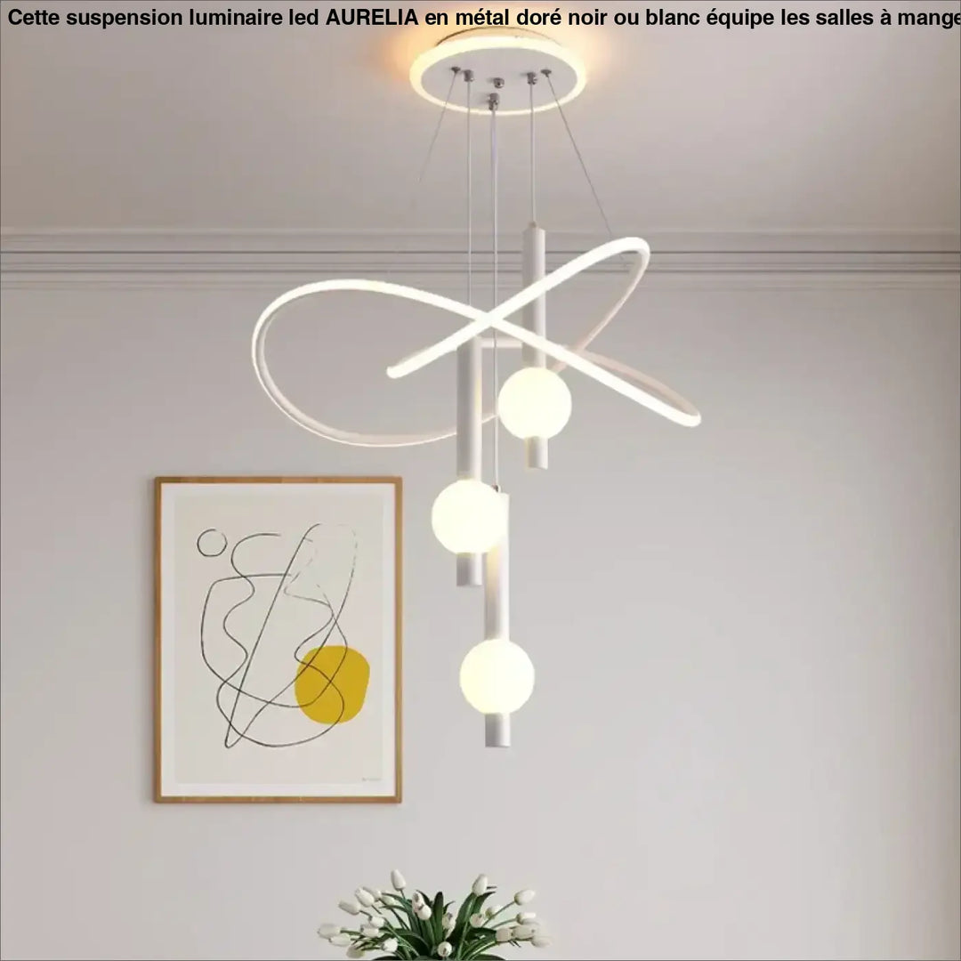 Suspension luminaire LED pour salle à manger doré, noir ou blanc


