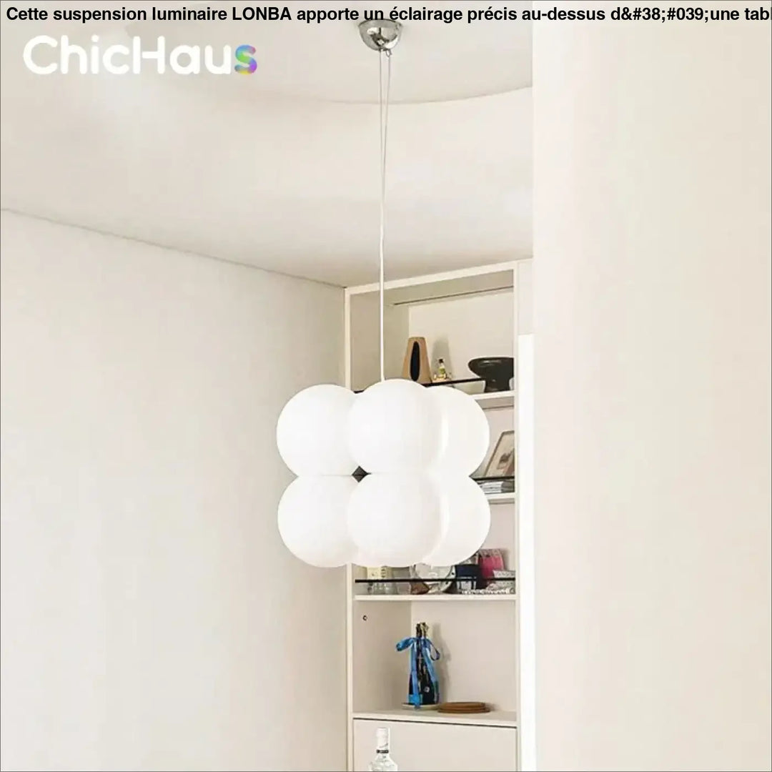 Suspension luminaire design en pe blanc et métal
