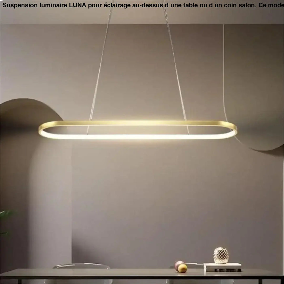 Suspension Luminaire Doré Élégante En Forme Ovale