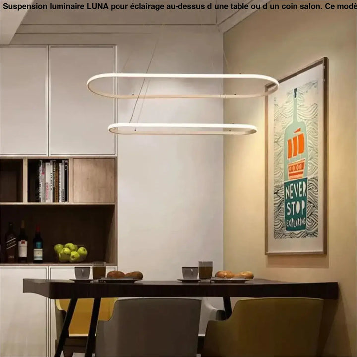 Suspension Luminaire Doré Élégante En Forme Ovale