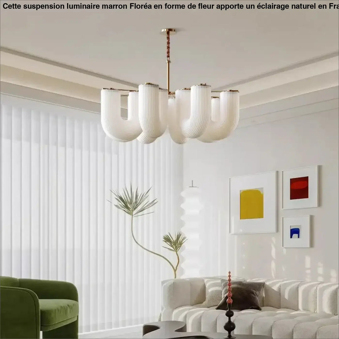 Lustre En Verre Blanc Sculptural Style Contemporain