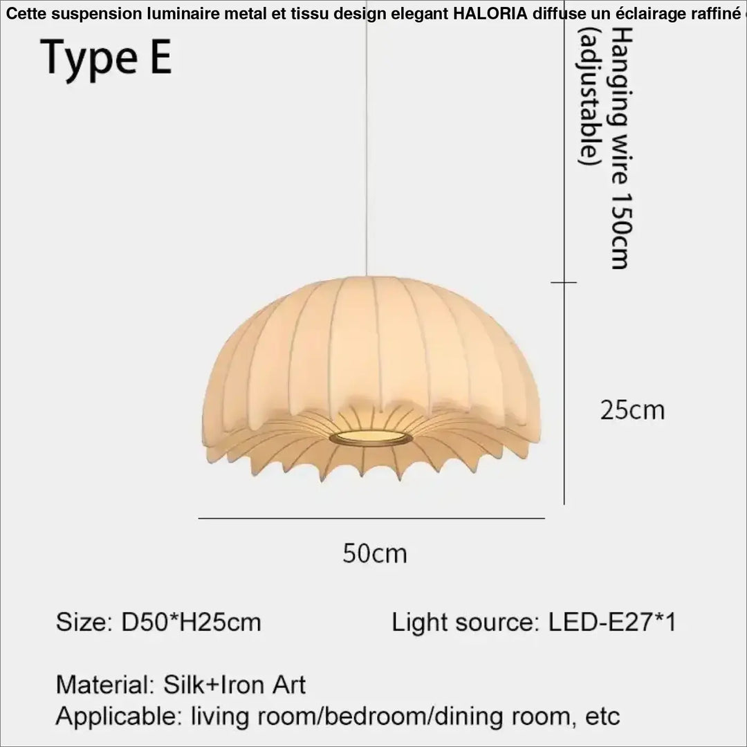 Suspension design beige en tissu ondulé décor raffiné
