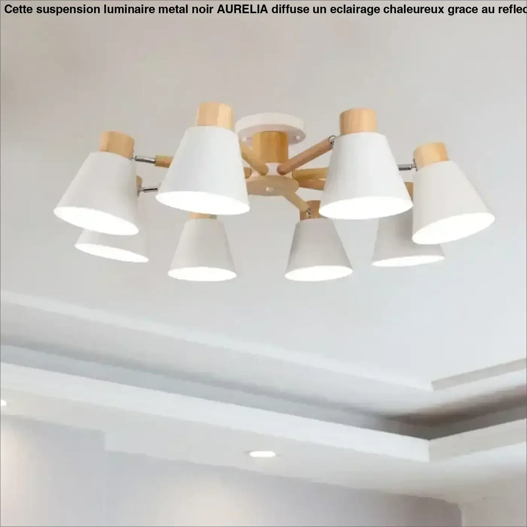 Plafonnier Scandinave Contemporain Bois Métal Vert Blanc