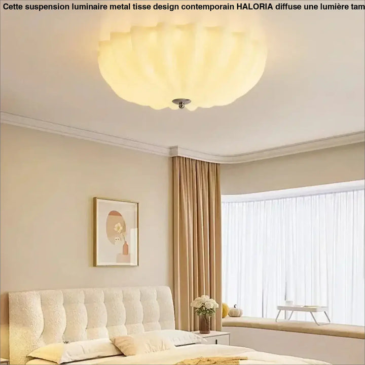 Plafonnier design en résine ondulée crème ou blanc moderne