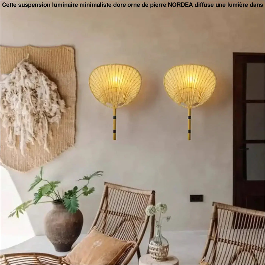 Lampe Murale Design avec Abat-jour en Rotin Jaune pour Chambre

