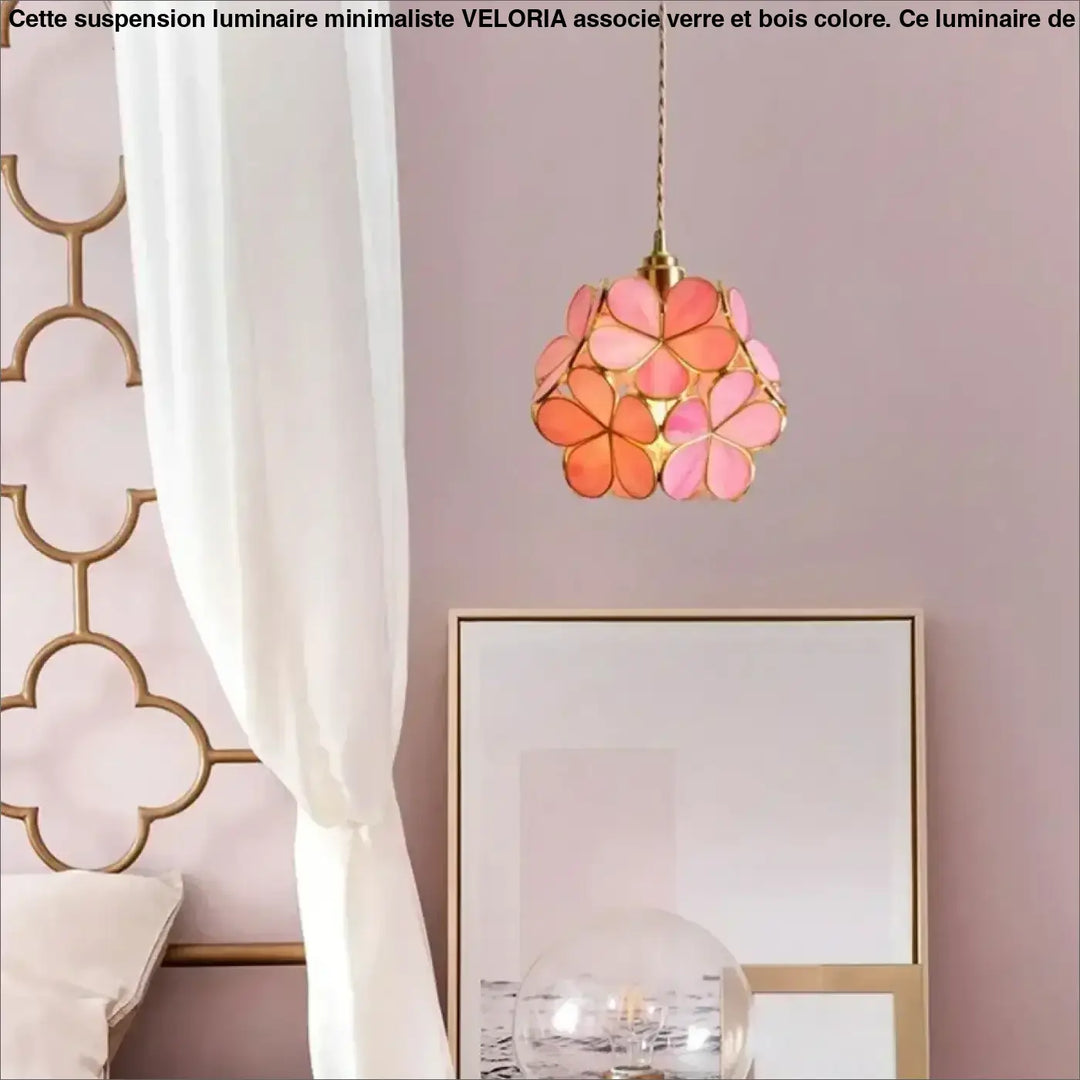 Suspension Luminaire Moderne En Verre Coloré Fleur Design
