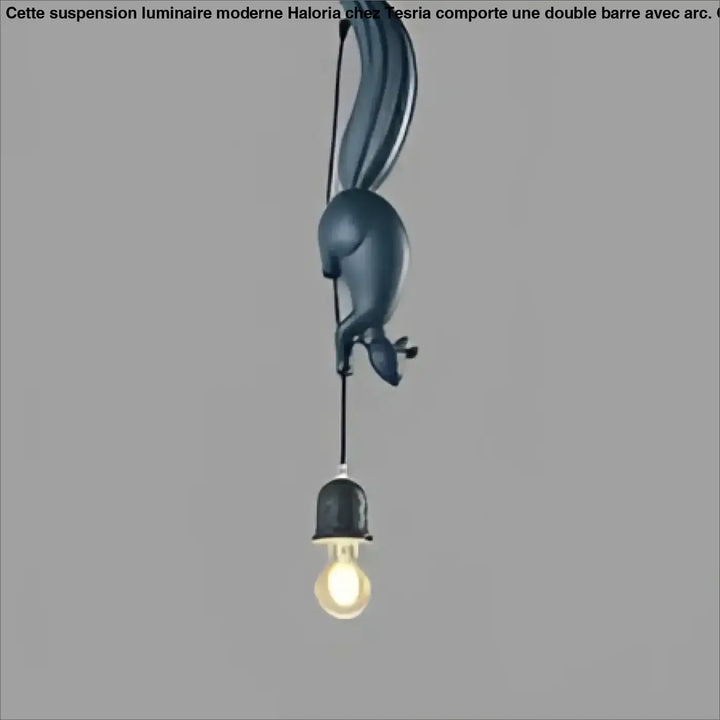 Suspension luminaire forme décureuil noir avec ampoule vintage pour décoration intérieure moderne