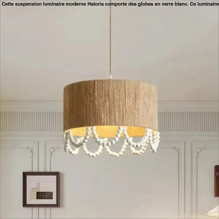 Suspension design naturelle en chanvre et perles en bois
