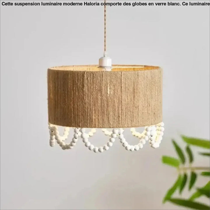 Suspension design naturelle en chanvre et perles en bois