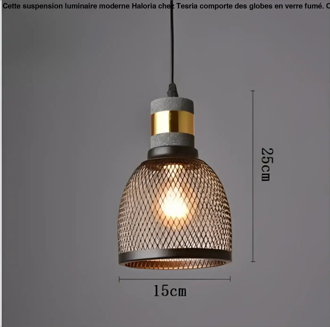 Suspension luminaire en verre et métal design moderne noir