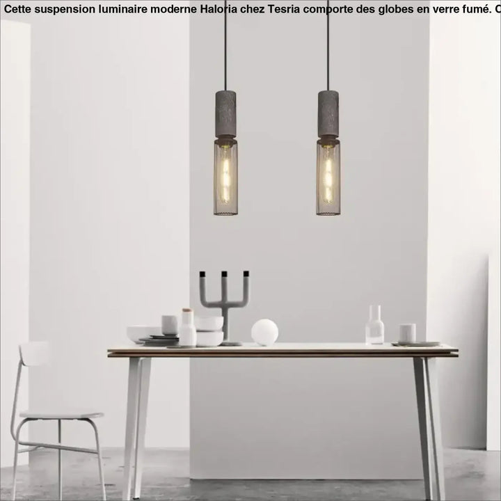 Suspension luminaire en verre et métal design moderne noir