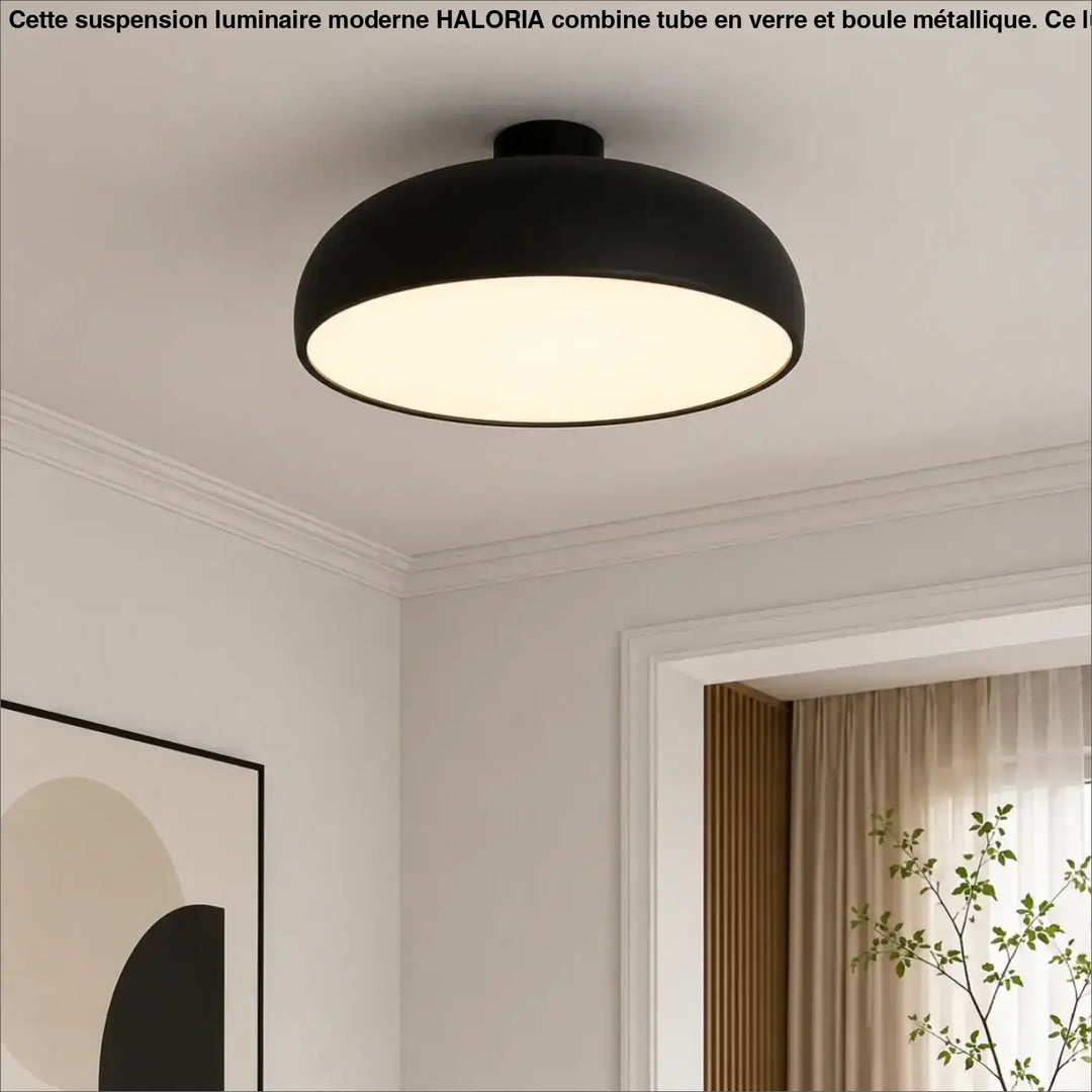 Luminaire plafonnier moderne noir mat avec design dôme élégant et éclairage blanc chaud multifonction plafonnier moderne