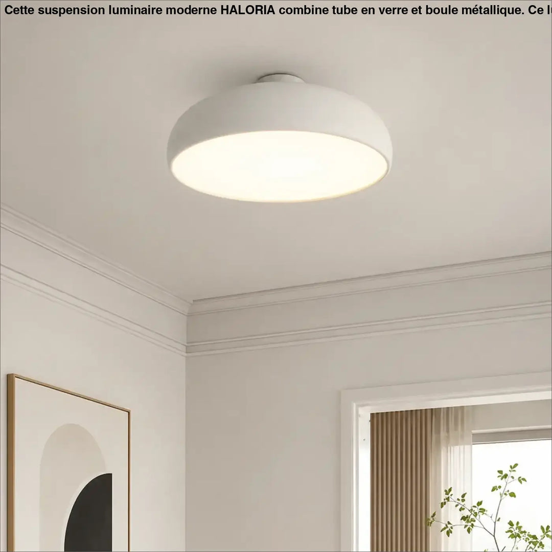 Luminaire plafonnier moderne blanc rond avec finition mate lisse idéal comme plafonnier moderne pour intérieur