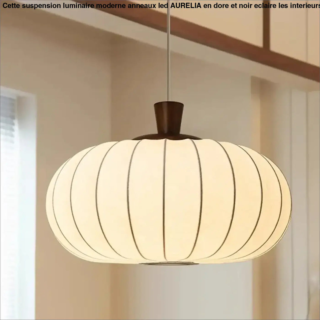 Suspension design moderne en tissu nervuré et bois élégance