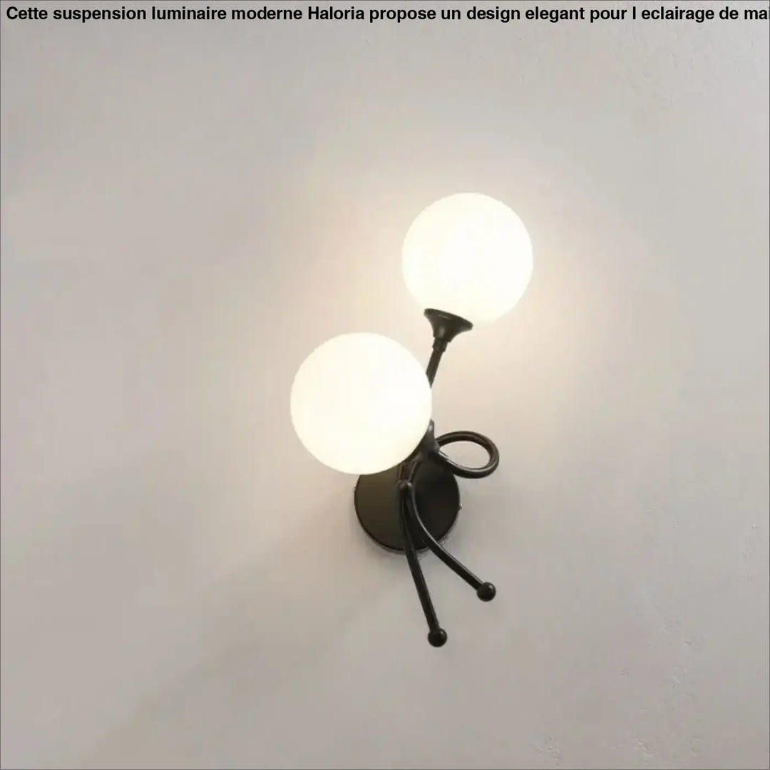Applique murale zylo en métal noir avec deux globes en verre dépoli pour un éclairage moderne et élégant