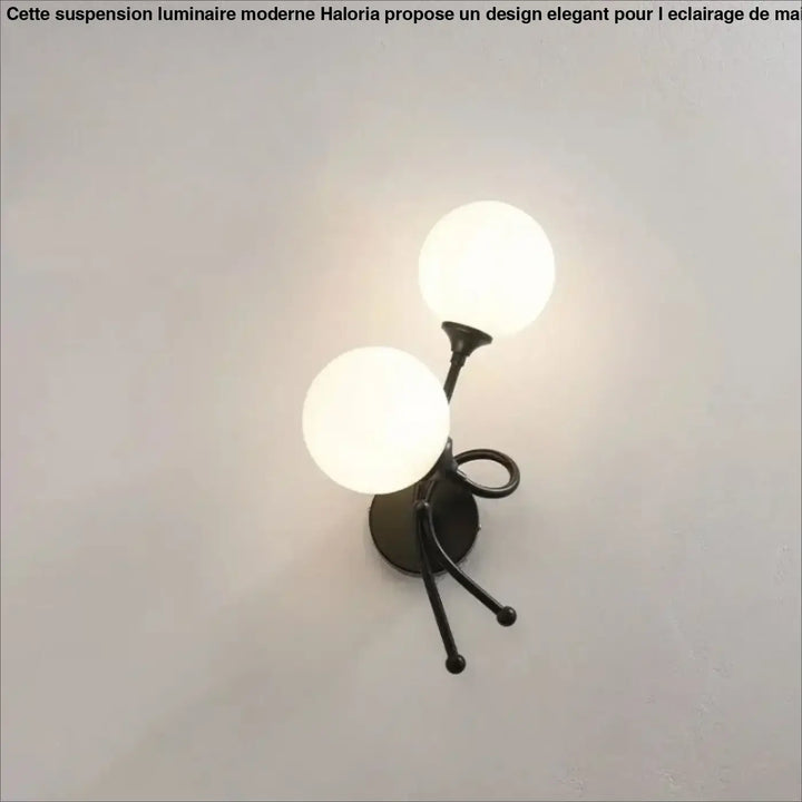 Applique murale zylo en métal noir avec deux globes en verre dépoli pour un éclairage moderne et élégant