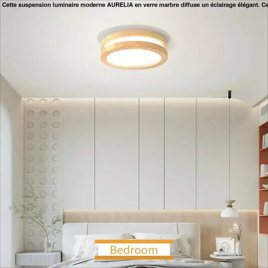 Plafonnier Rond En Bois Clair Avec Éclairage LED Intégré

