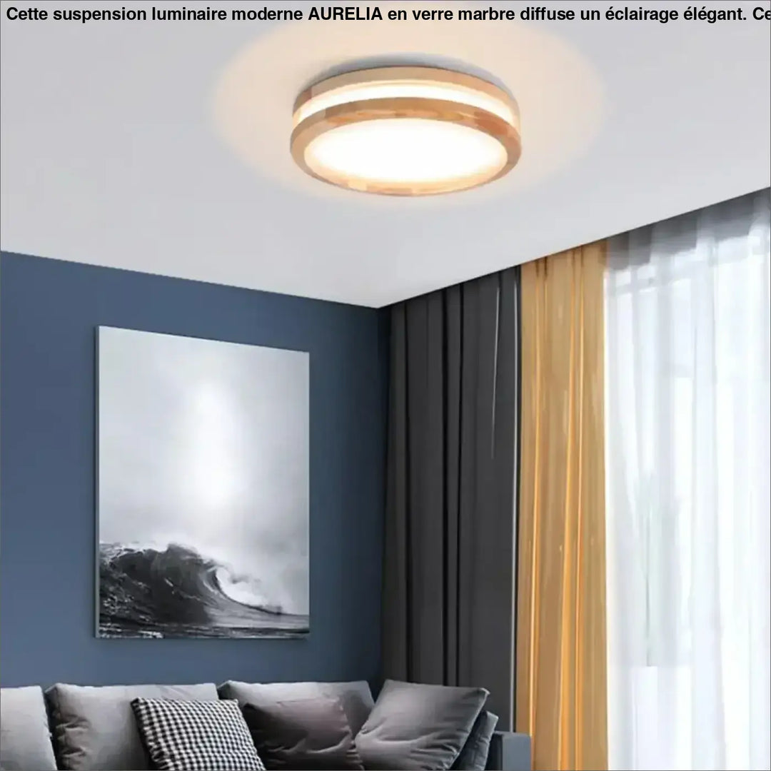 Plafonnier Rond En Bois Clair Avec Éclairage LED Intégré

