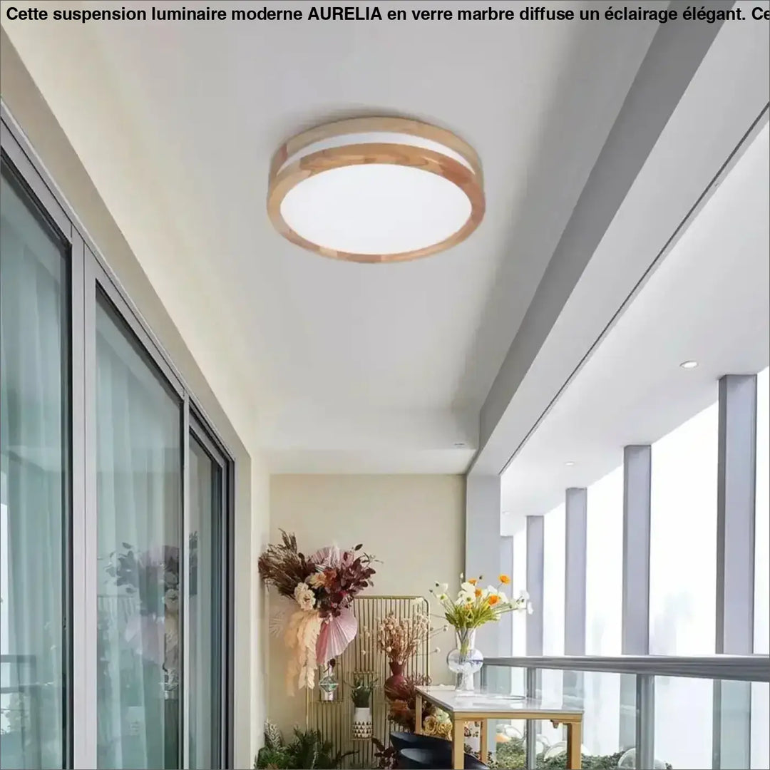 Plafonnier Rond En Bois Clair Avec Éclairage LED Intégré

