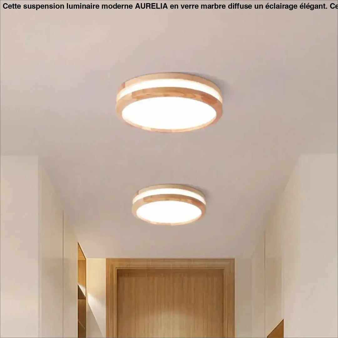 Plafonnier Rond En Bois Clair Avec Éclairage LED Intégré

