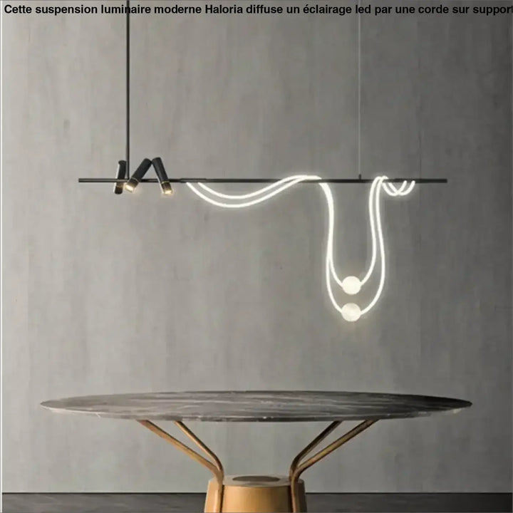 Suspension luminaire moderne avec corde en LED sur support noir

