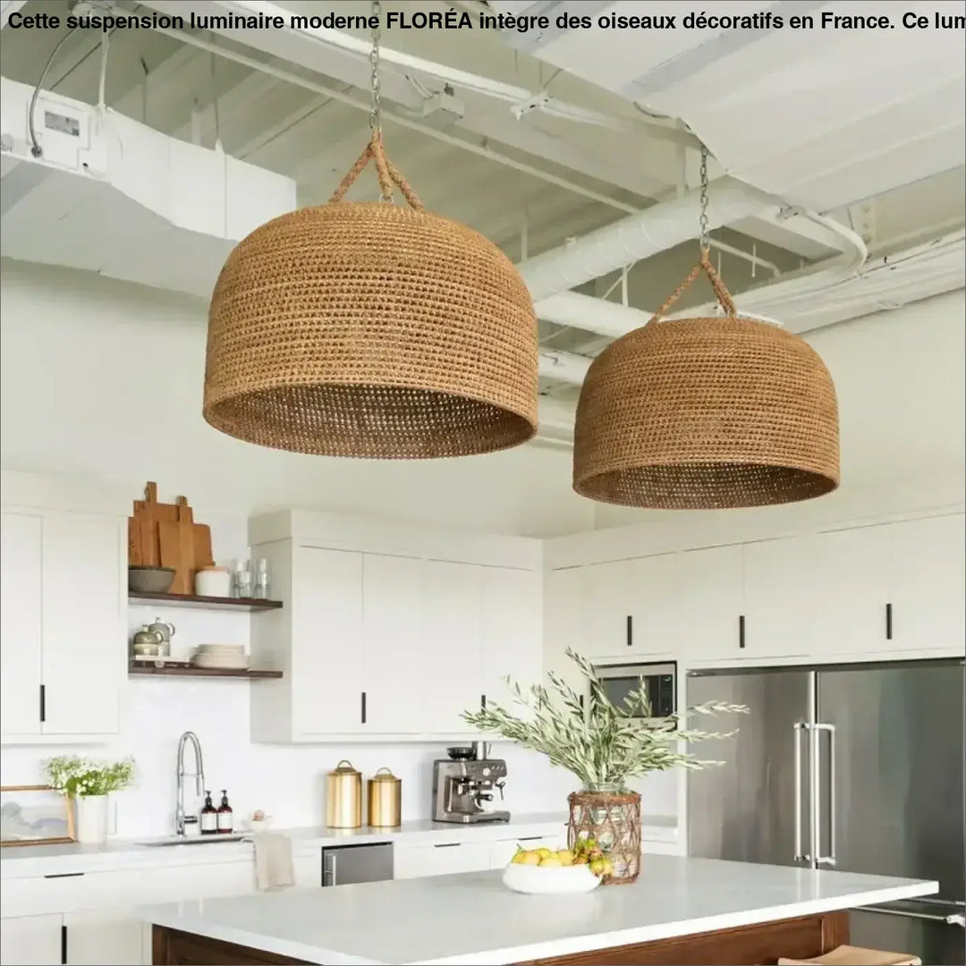 Suspension luminaire tissée en osier design moderne