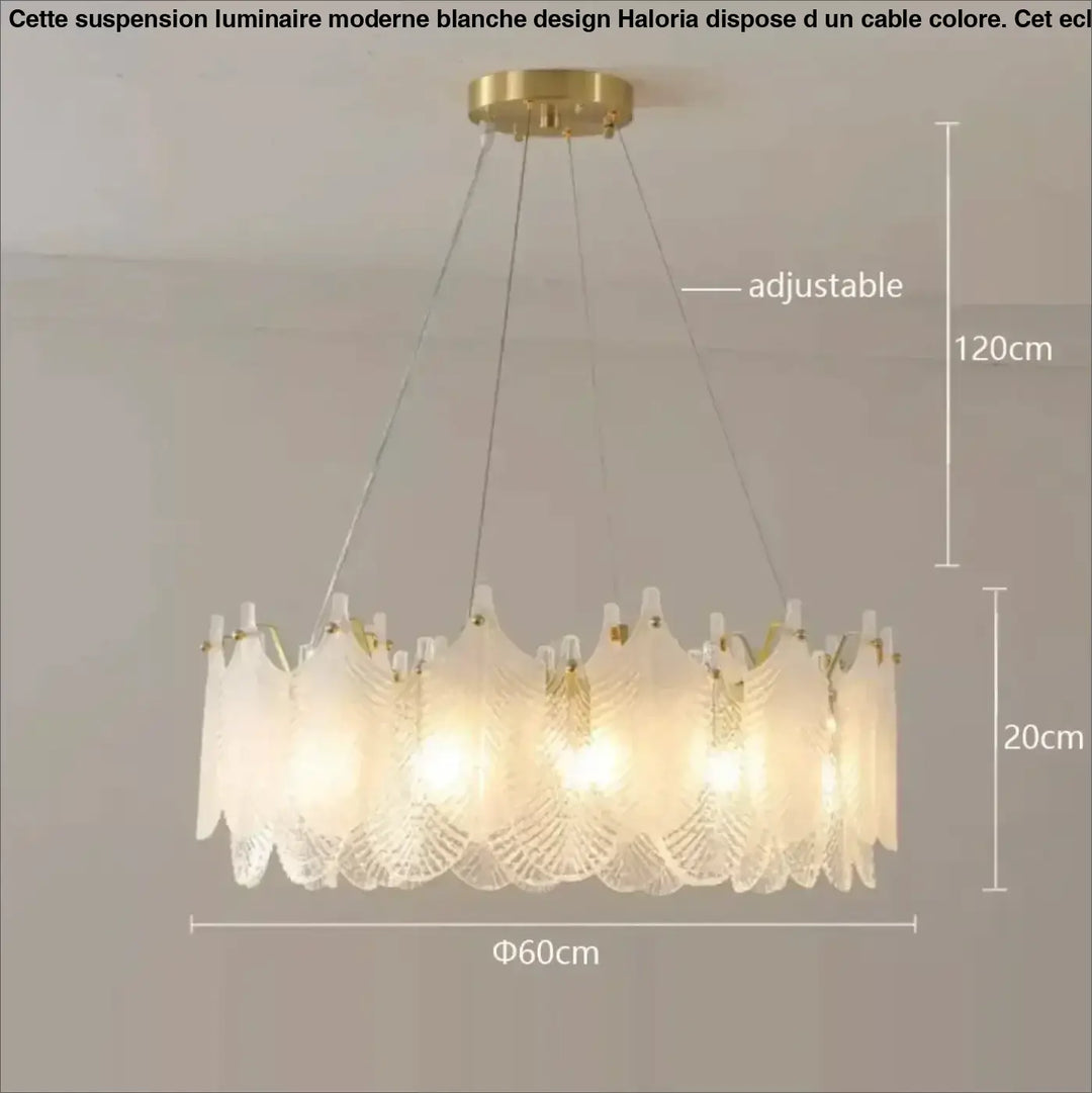 Suspension design à feuilles cristal et doré élégante chic