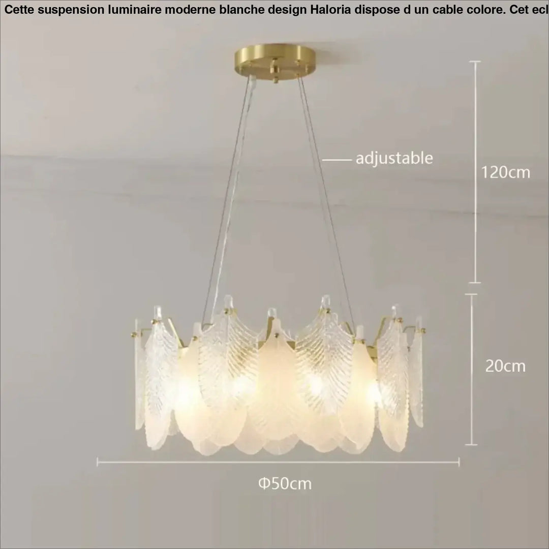 Suspension design à feuilles cristal et doré élégante chic