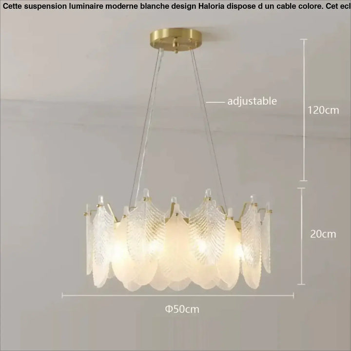 Suspension design à feuilles cristal et doré élégante chic