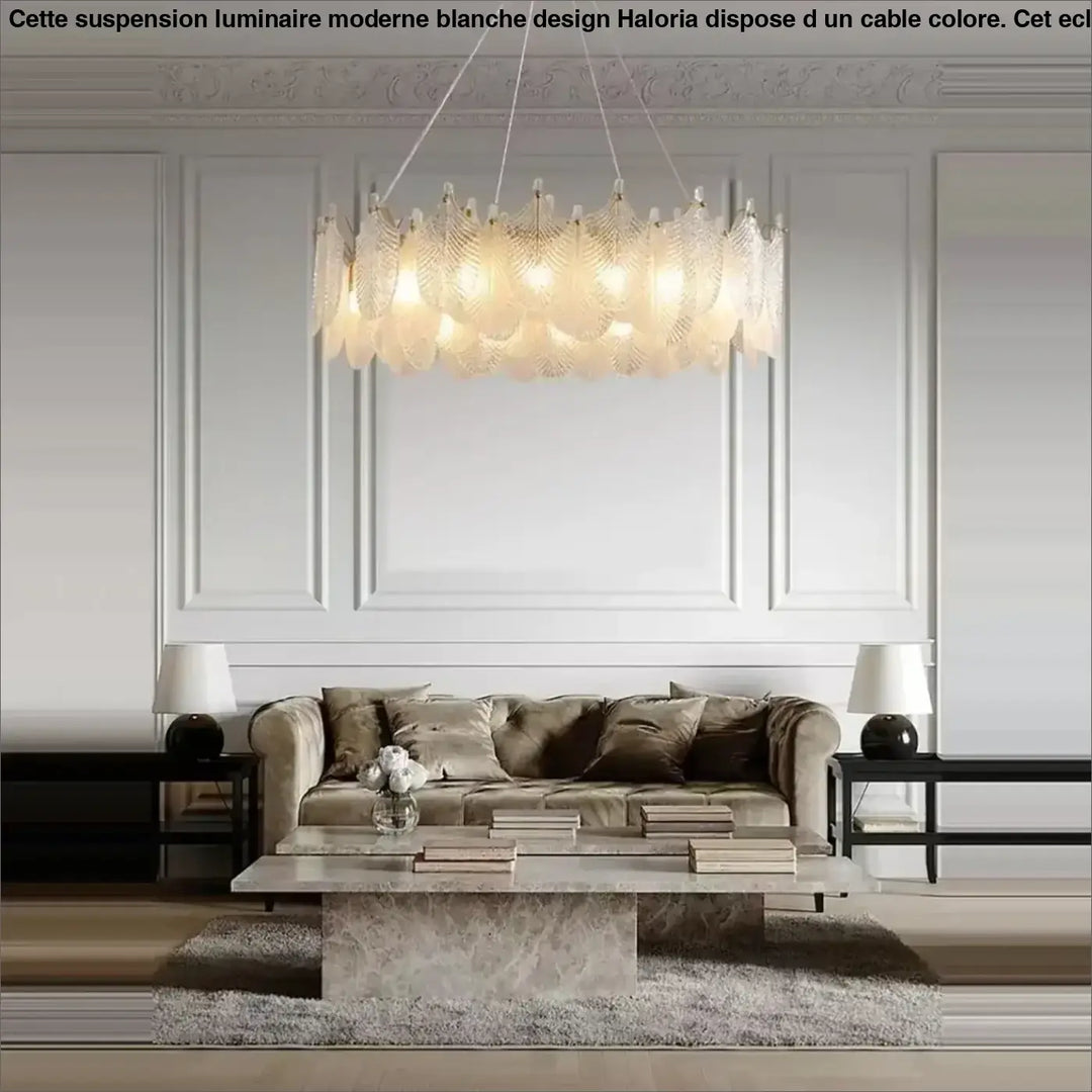 Suspension design à feuilles cristal et doré élégante chic
