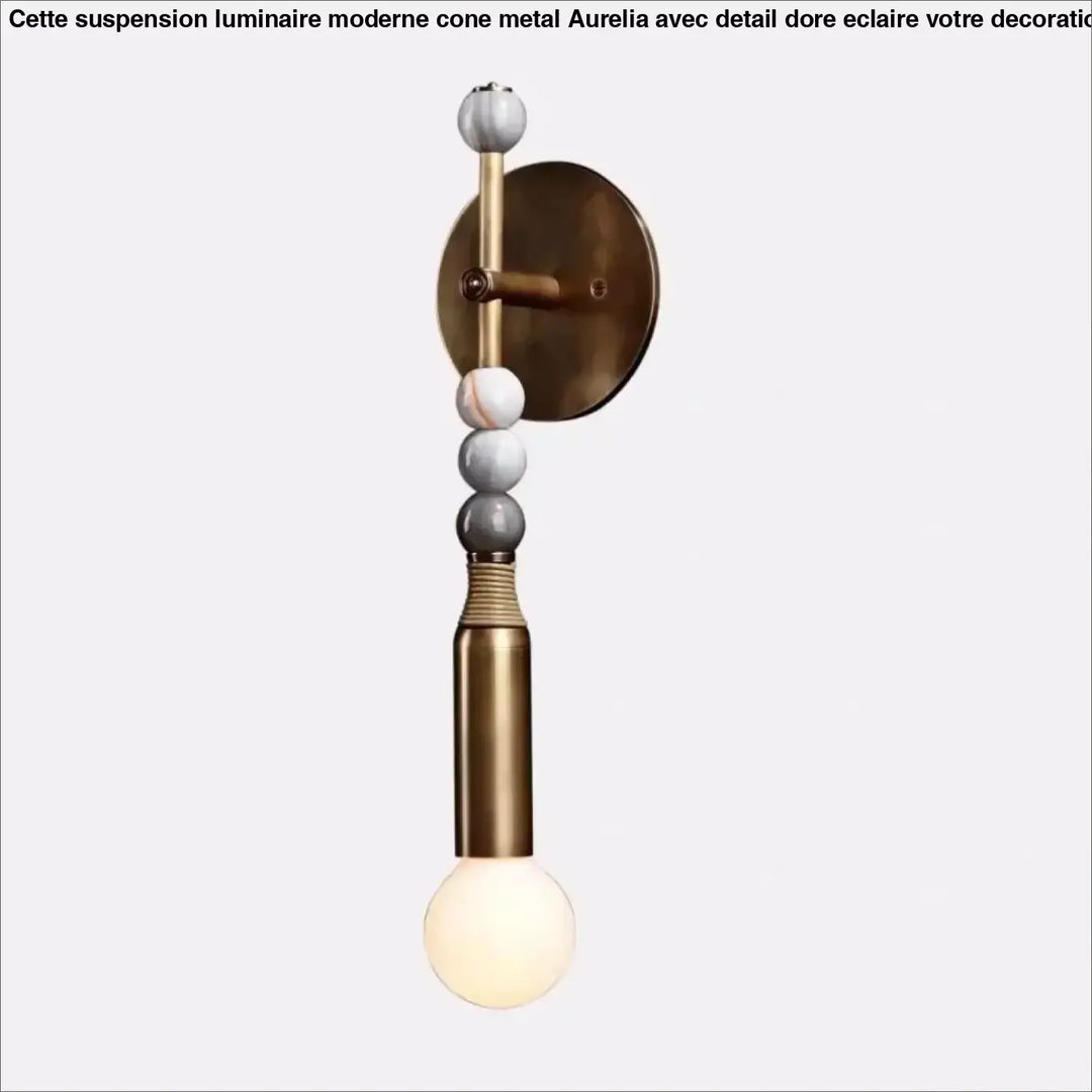 Applique murale en laiton avec globe en verre blanc design