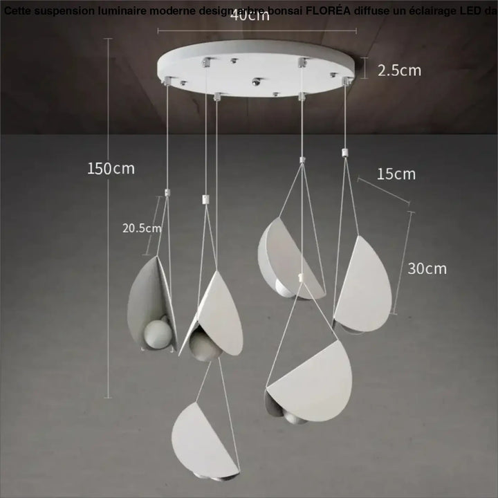 Suspension moderne blanche design origami lumineux