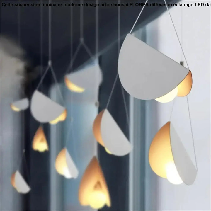 Suspension moderne blanche design origami lumineux