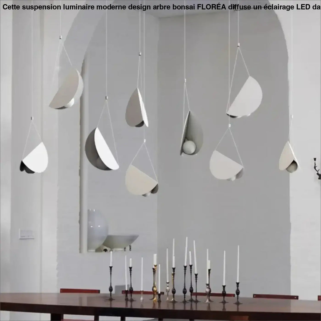 Suspension moderne blanche design origami lumineux