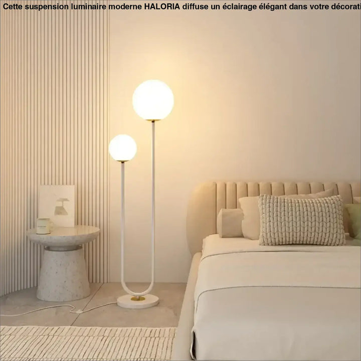 Lampadaire contemporain avec deux boules lumineuses chic