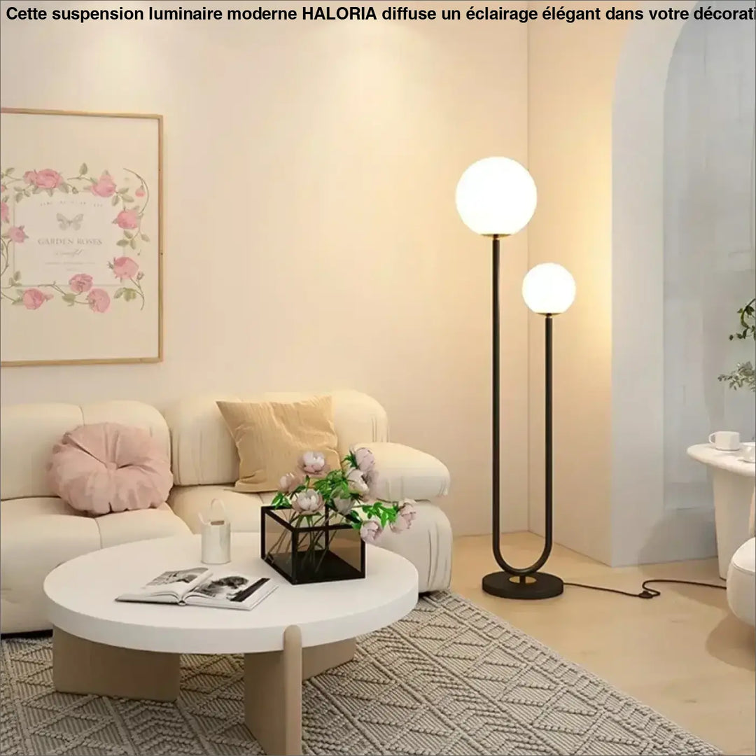 Lampadaire contemporain avec deux boules lumineuses chic